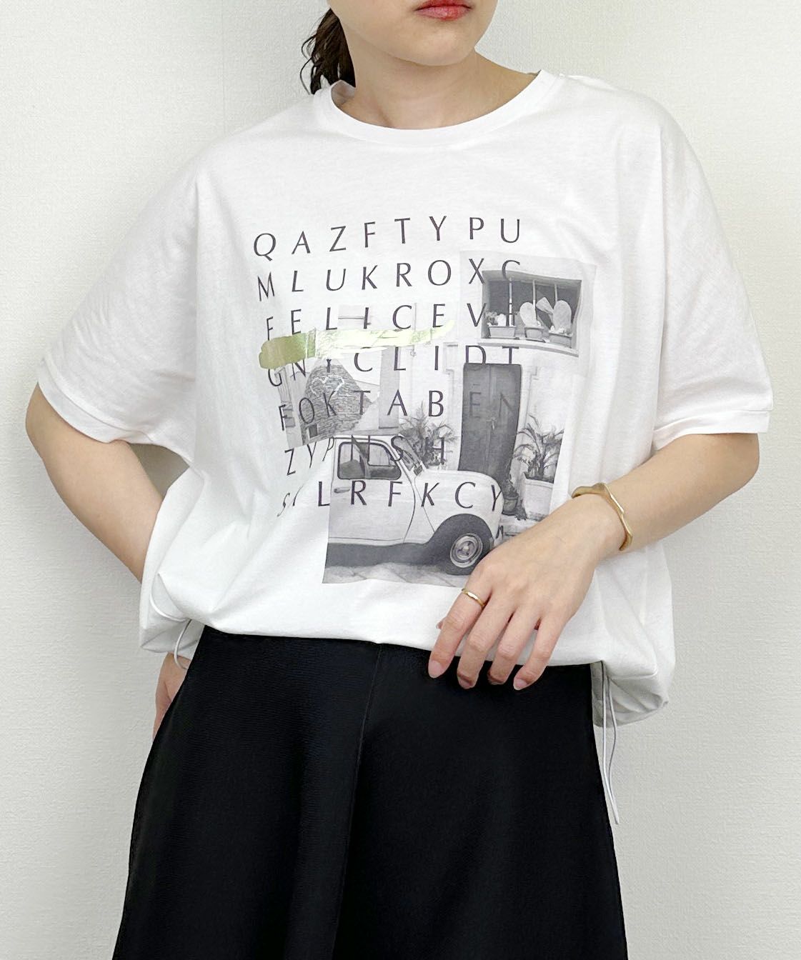 model：H164　着用サイズ：M　オフホワイト