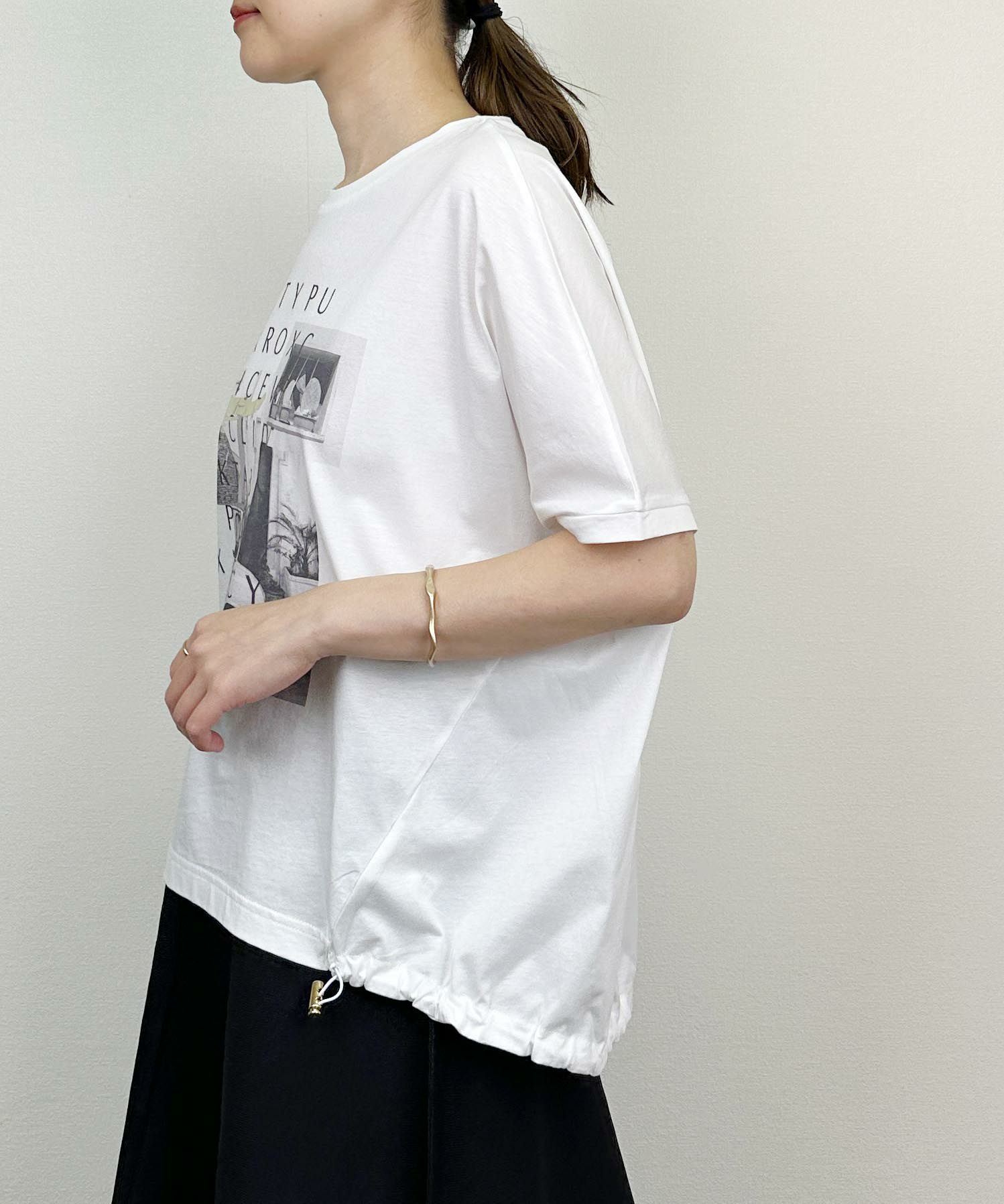 model：H164　着用サイズ：M　オフホワイト
