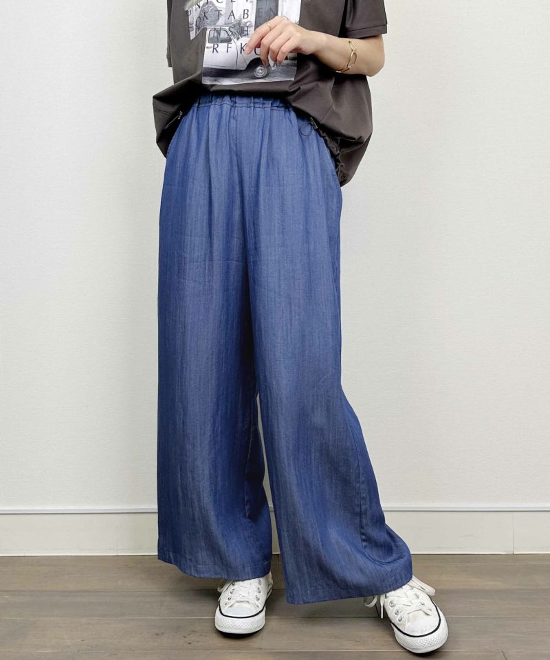 C・オジャール　大きいサイズ　テンセルデニムワイドパンツ　オレンジ　サイズ15号 w-5791-1.jpg