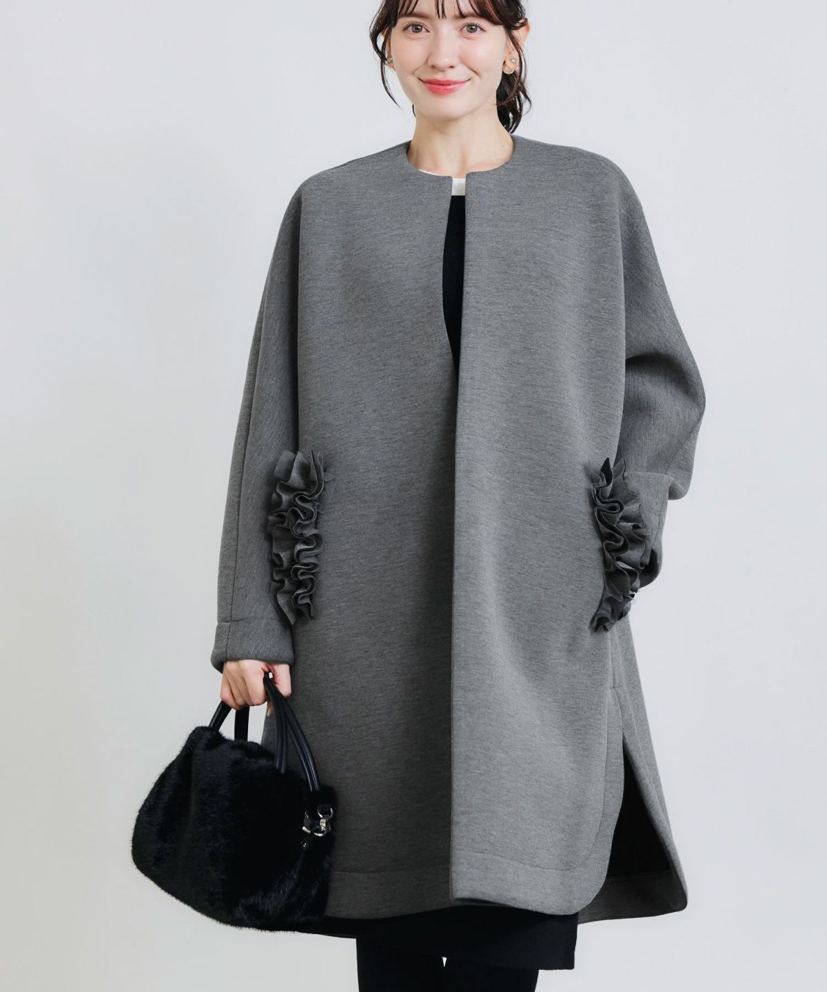 model：H155　着用サイズ：M　チャコールグレー