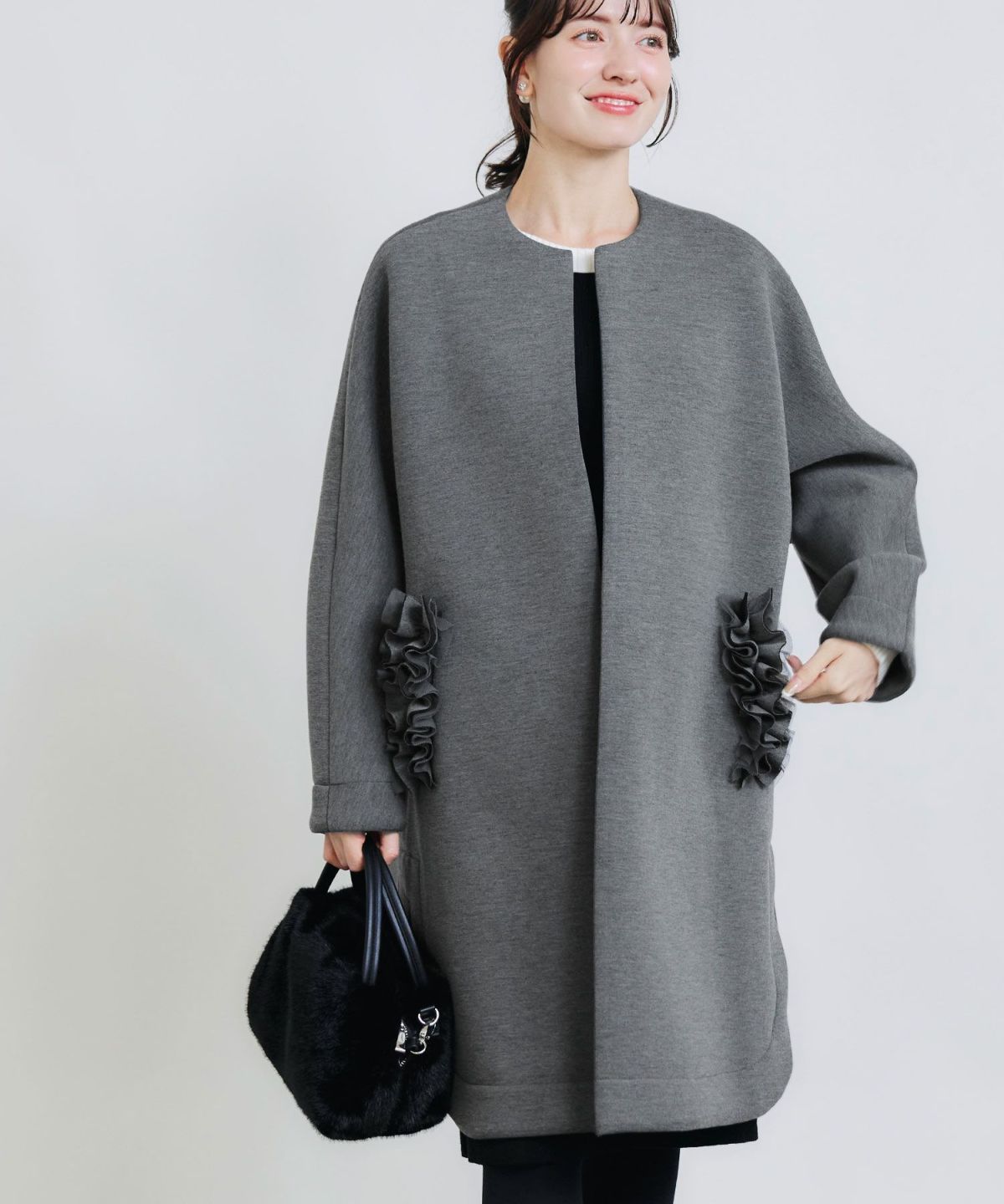 model：H155　着用サイズ：M　チャコールグレー