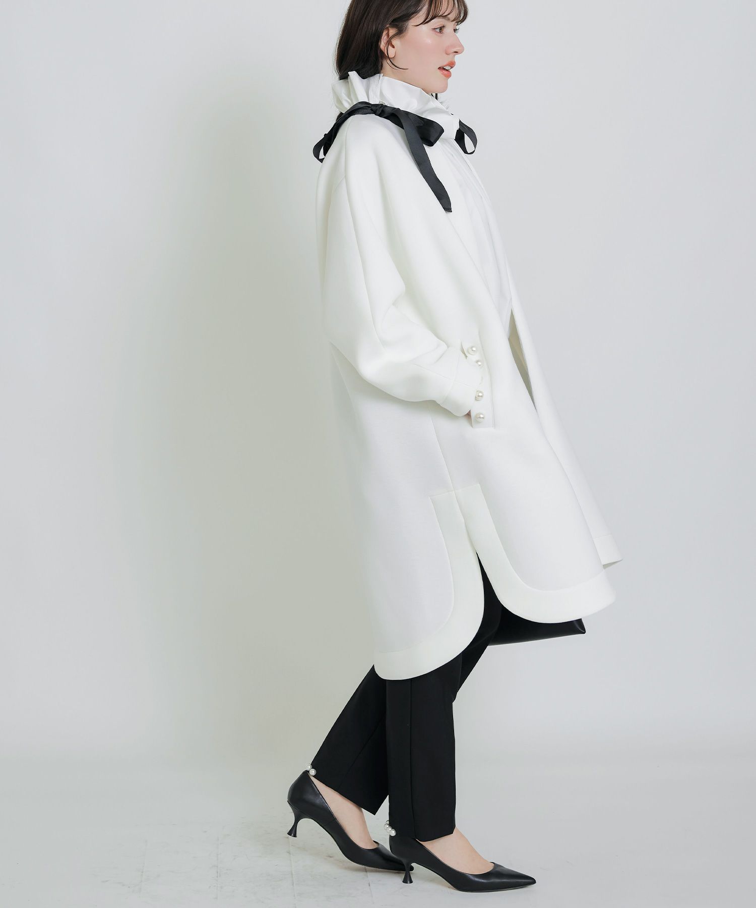 model：H155　着用サイズ：M　オフホワイト