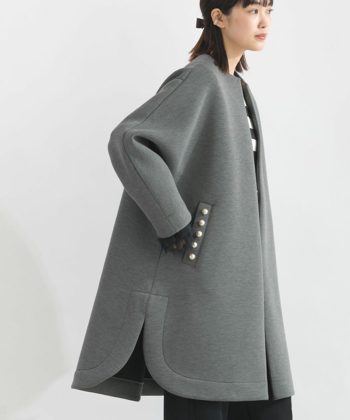 model：H162　着用サイズ：M　チャコールグレー