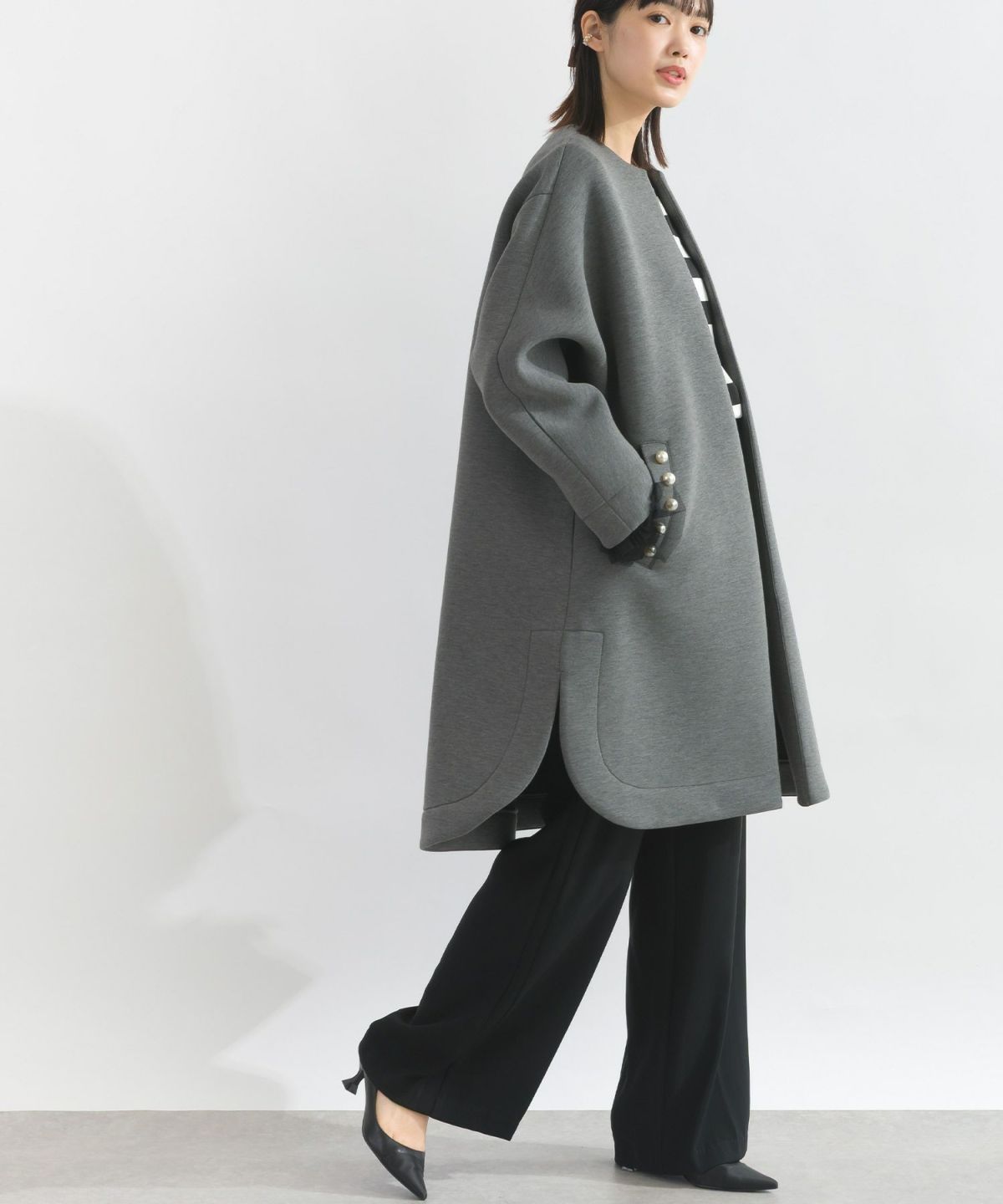 model：H162　着用サイズ：M　チャコールグレー