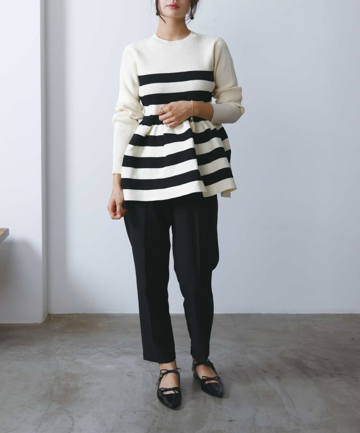 model：H160　着用サイズ：M　アイボリー