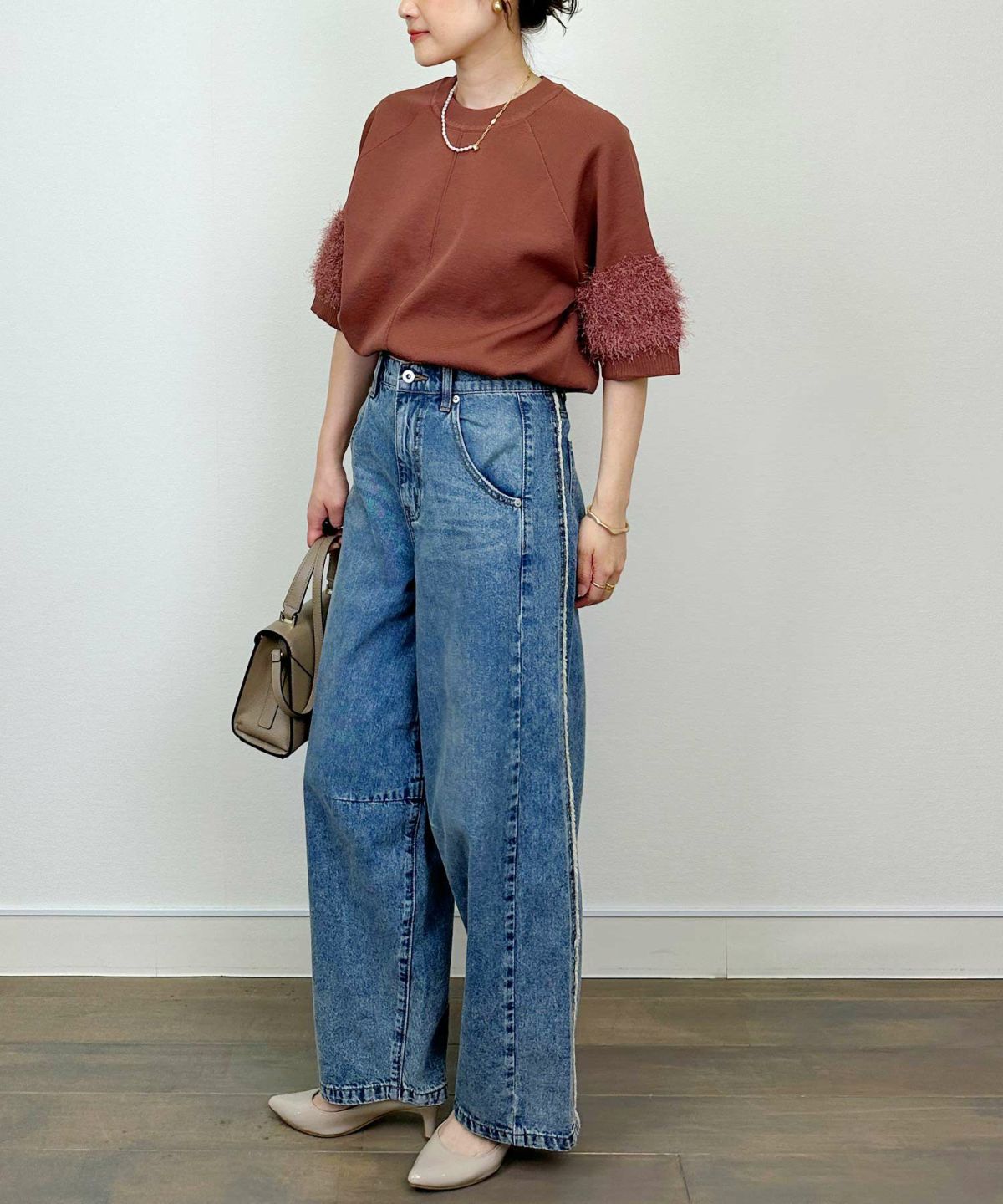 model：H164　着用サイズ：M　テラコッタ