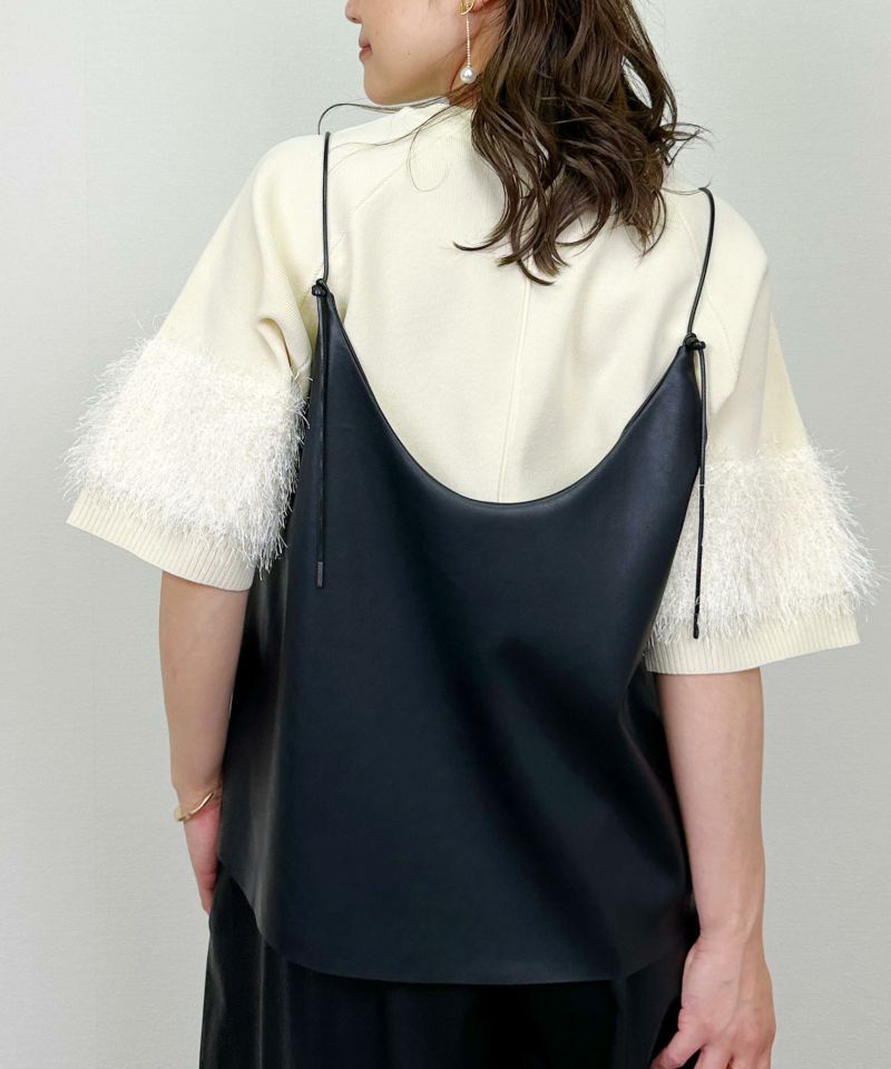 トップス leather bisuche アンダー ザ スターズ レザー ビスチェ トップ - Cider
