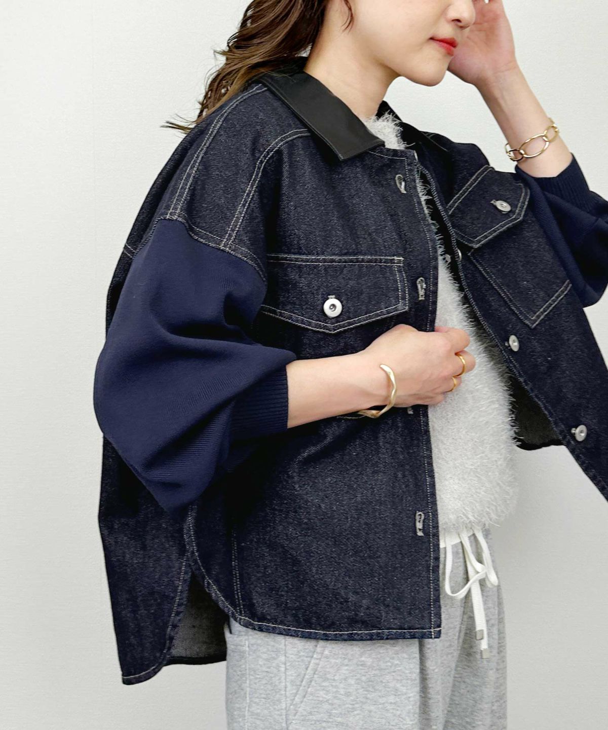 model：H164　着用サイズ：M　ネイビー