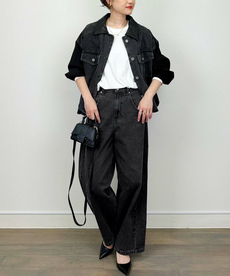 秋冬デニムジャケット フリル付き サイズM ブローチ取り外し可 20240612101325_1_1.jpg