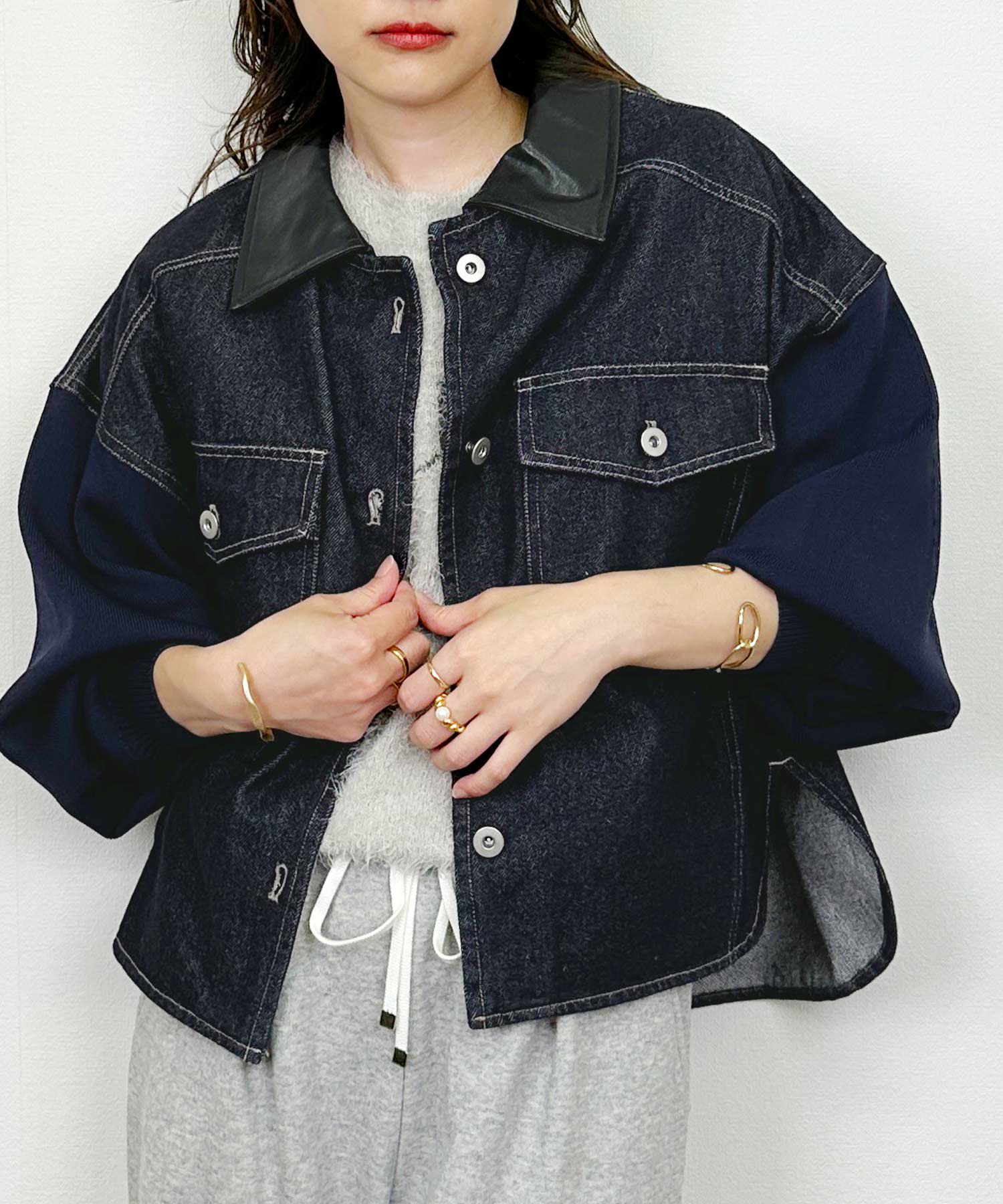 model：H164　着用サイズ：M　ネイビー