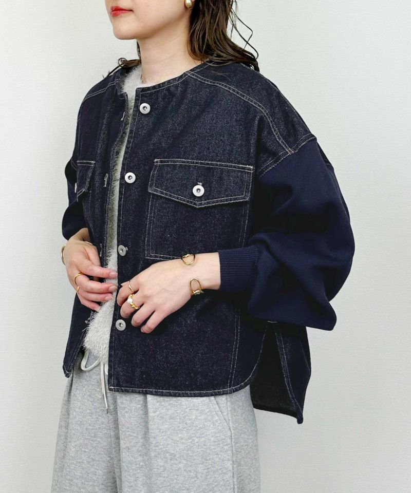 model：H164　着用サイズ：M　ネイビー　襟なし