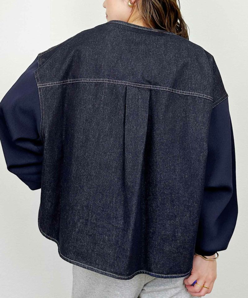 model：H164　着用サイズ：M　ネイビー　襟なし