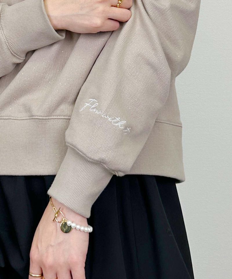 ⭐お好きなサイズ、色、形でオーダー製作致します！ セットアップ可能】ラメ入り袖刺繍フーディープルオーバー | PICCIN