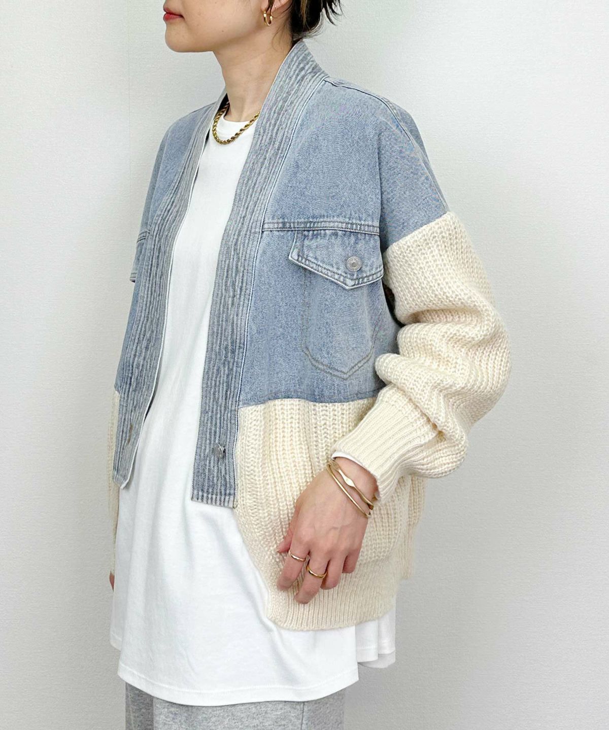 model：H164　着用サイズ：M　オフホワイト