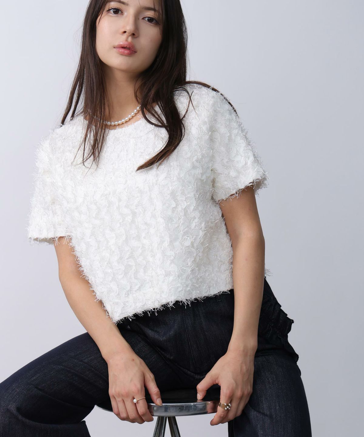 model：H160　着用サイズ：M　オフホワイト