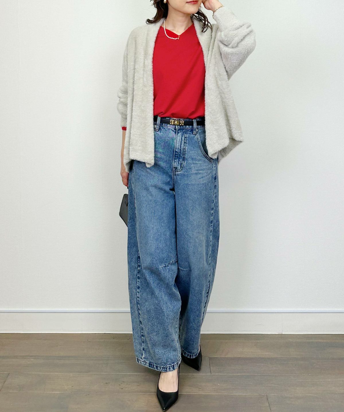 model：H164　着用サイズ：M　レッド