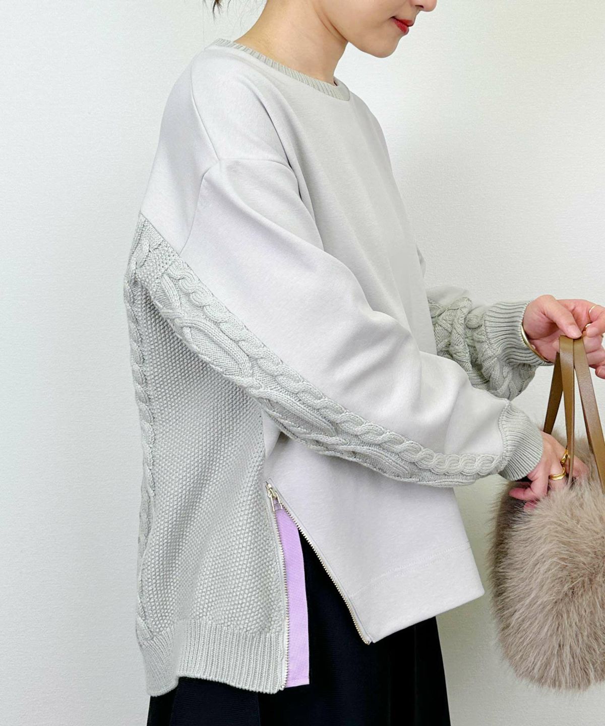 model：H164　着用サイズ：M　ライトグレー