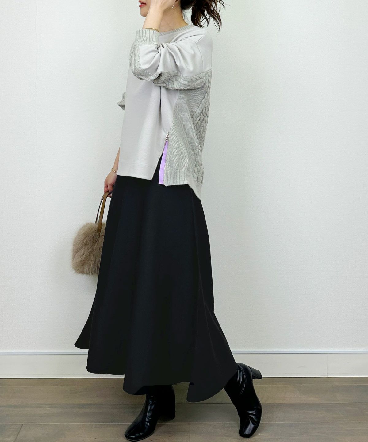 model：H164　着用サイズ：M　ライトグレー