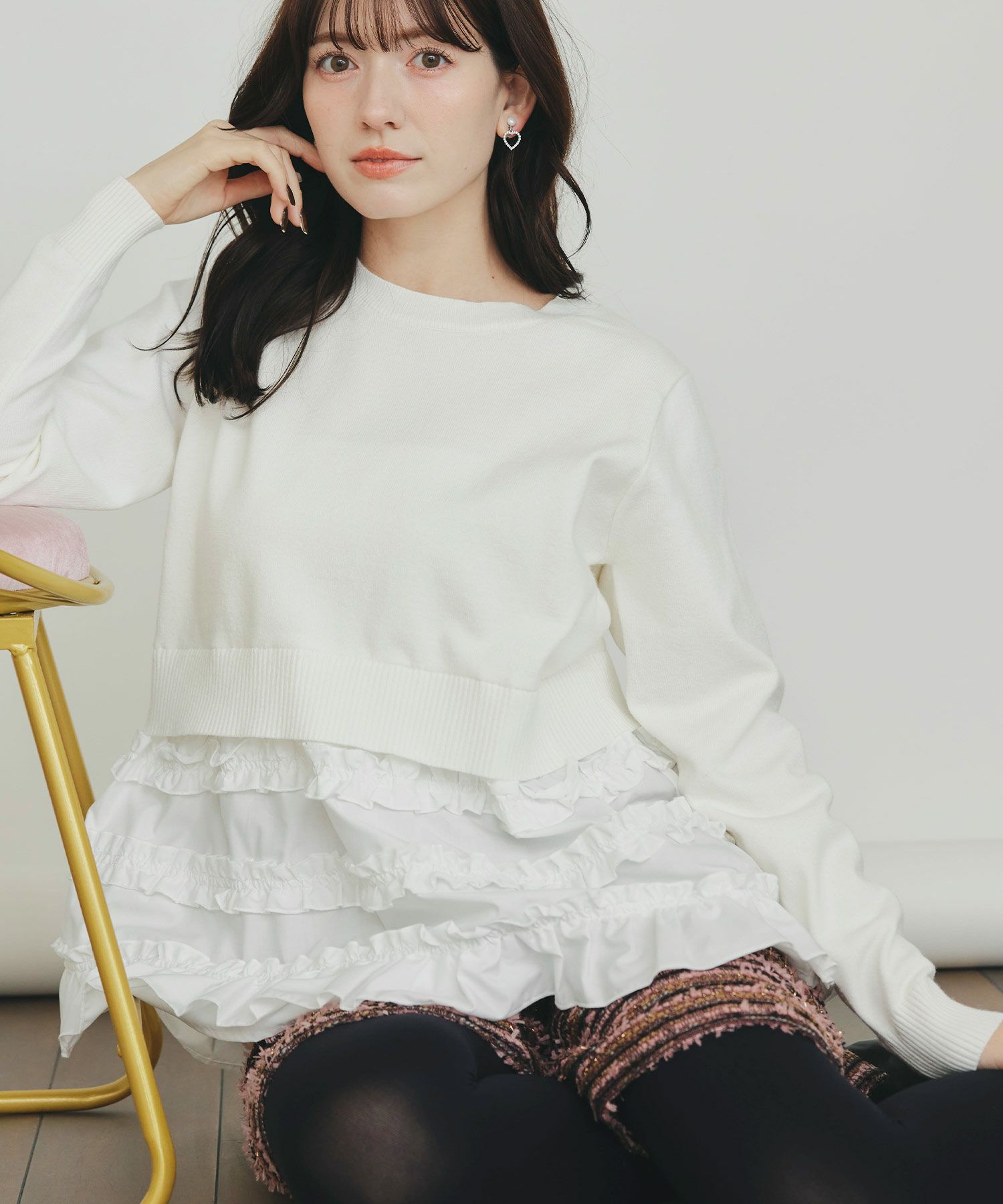 model：H155　着用サイズ：M　オフホワイト