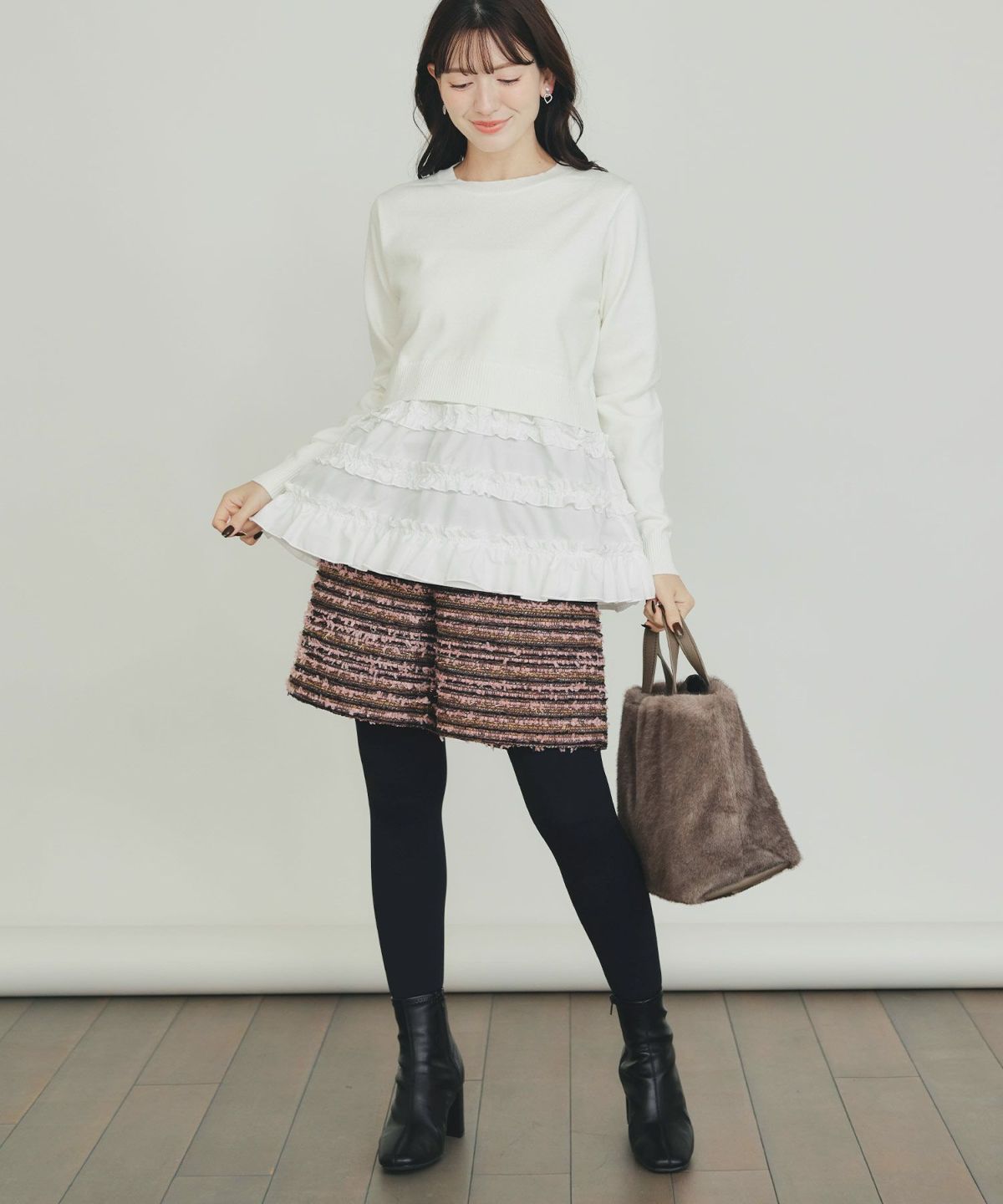 model：H155　着用サイズ：M　オフホワイト