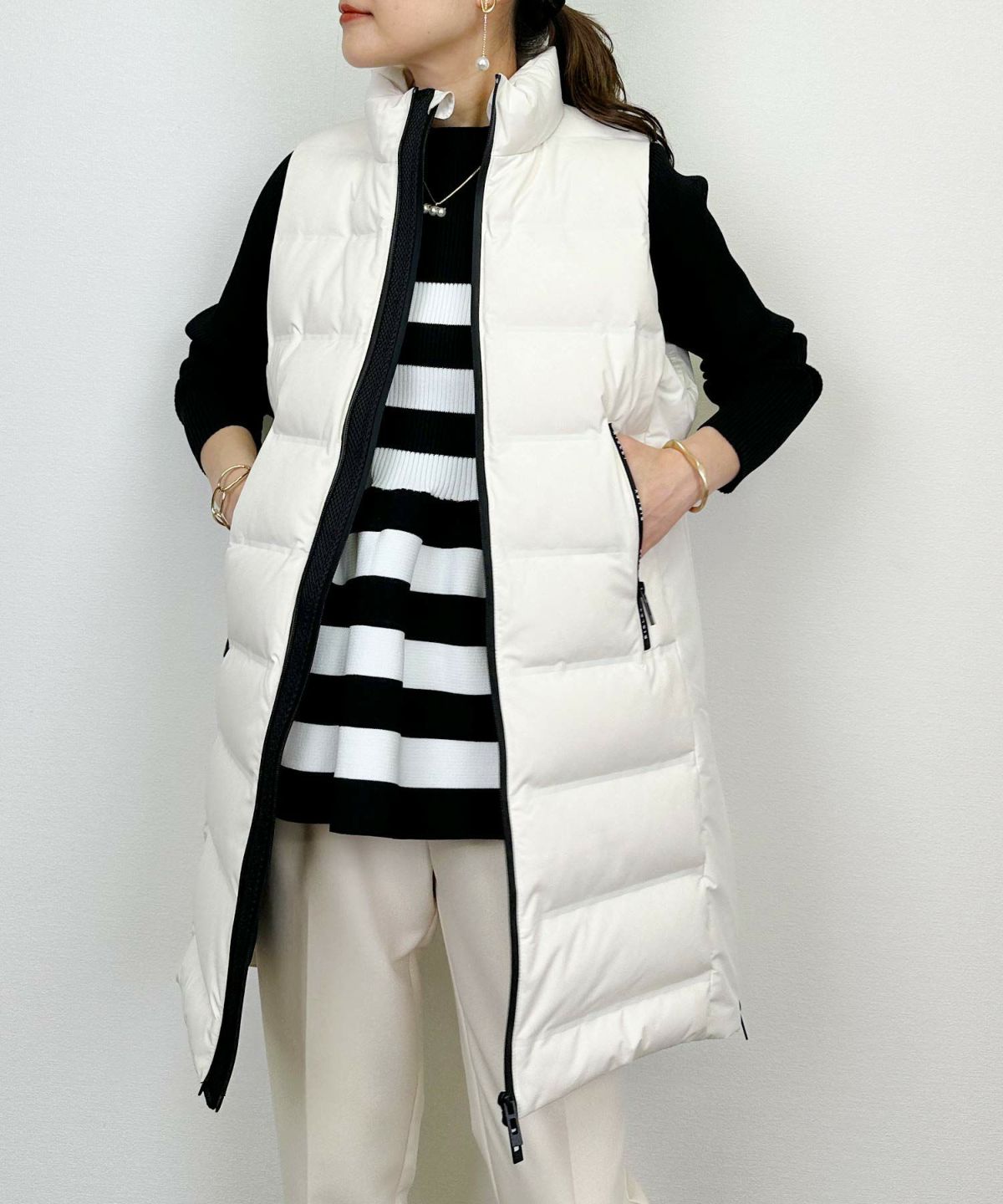 model：H164　着用サイズ：M　オフホワイト