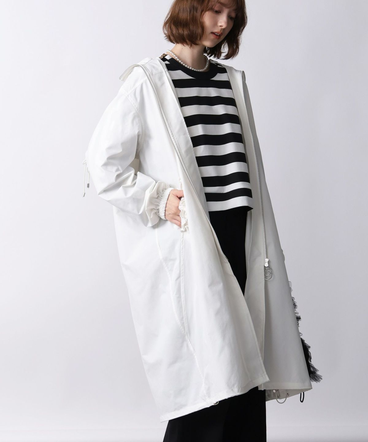 model：H171　着用サイズ：M　オフホワイト