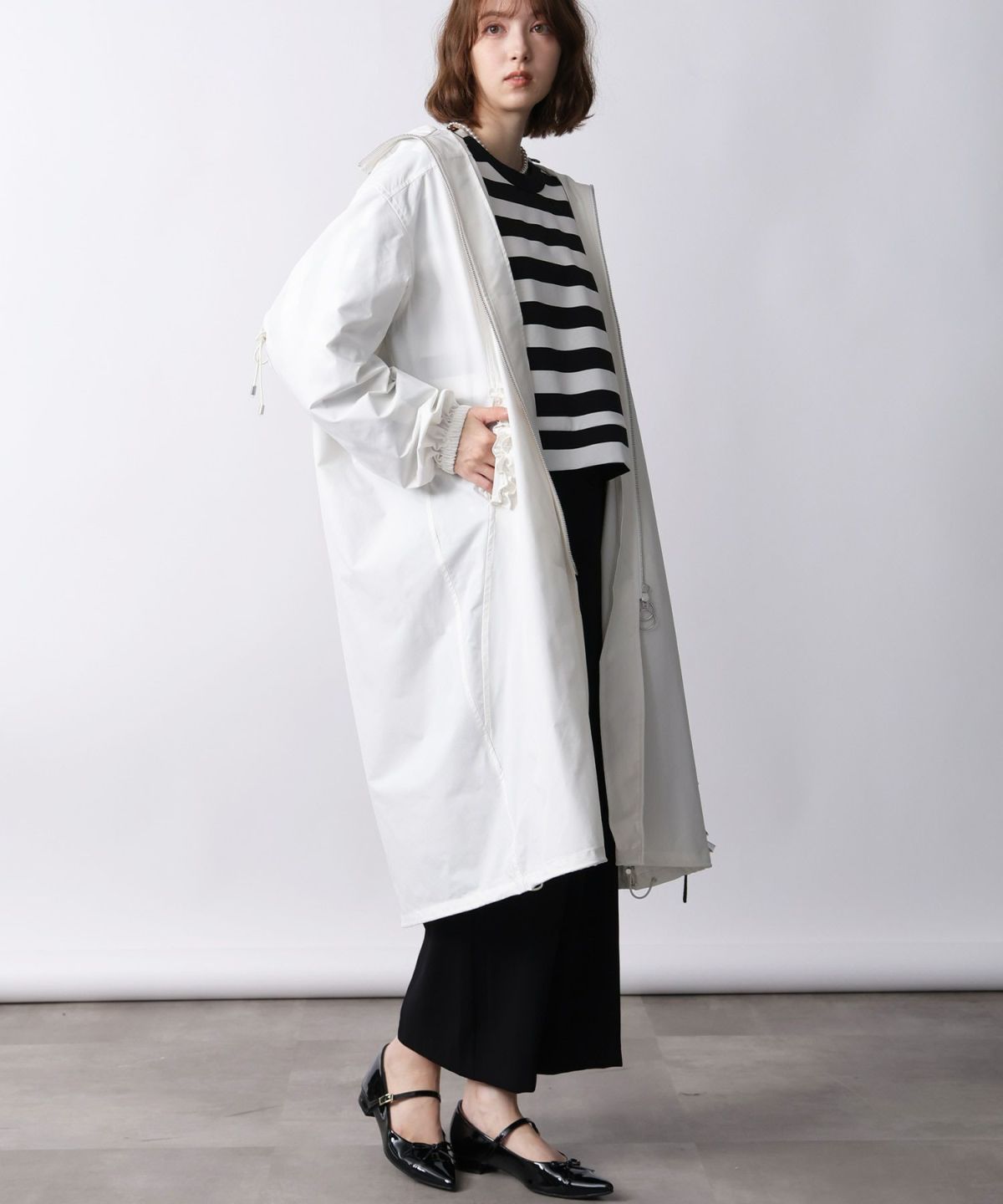 model：H171　着用サイズ：M　オフホワイト