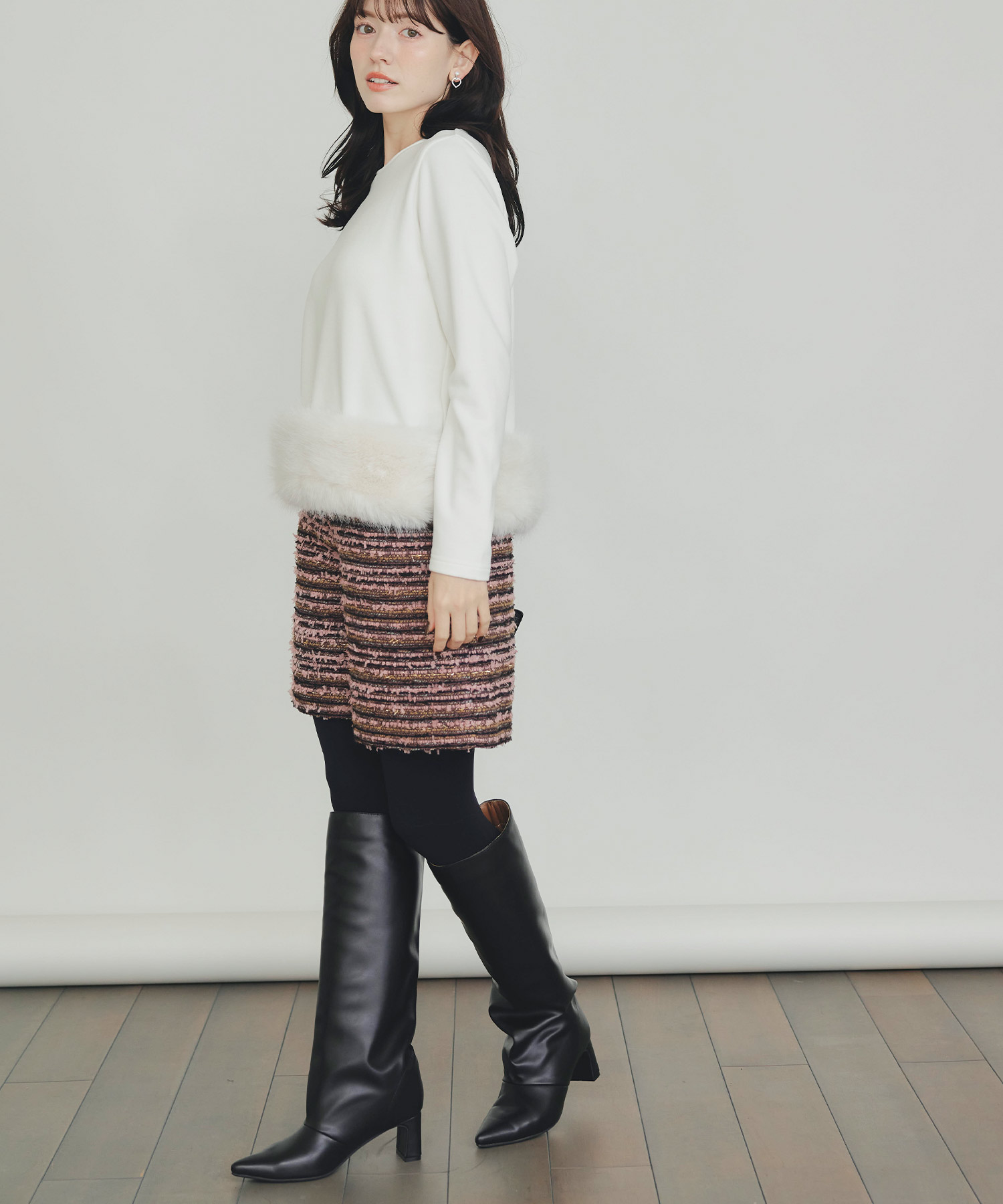 model：H155　着用サイズ：M　オフホワイト