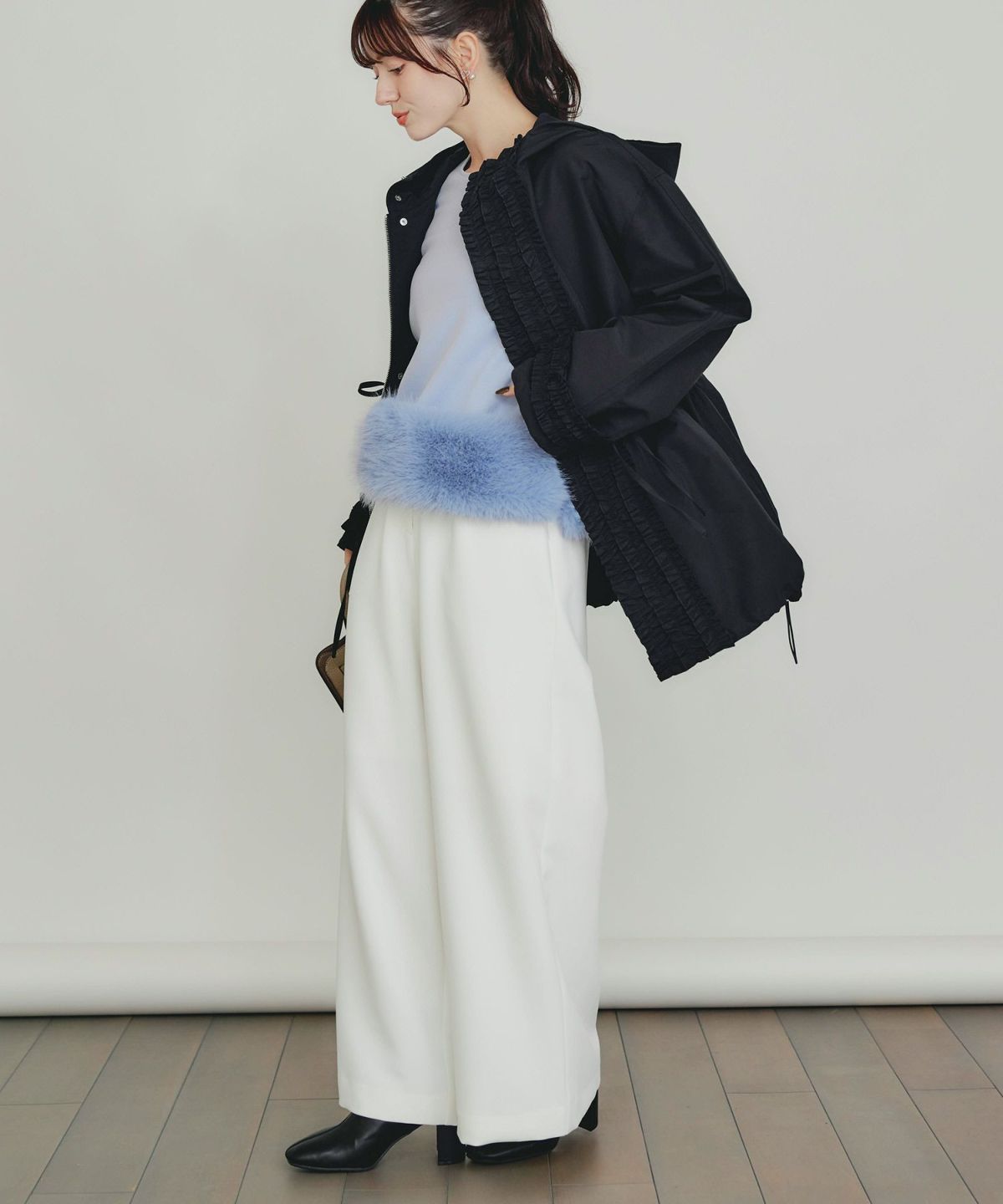 model：H155　着用サイズ：M　サックスブルー