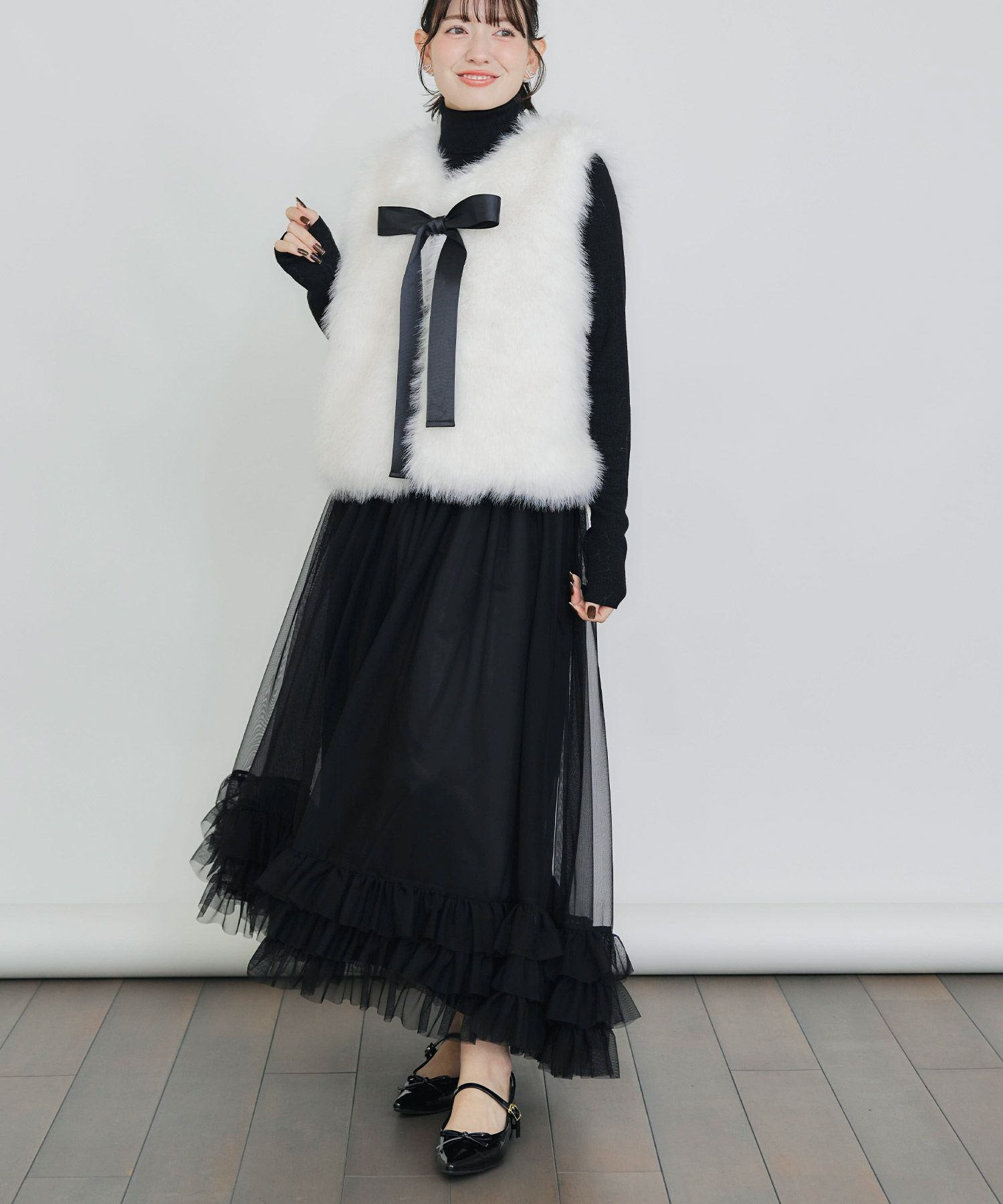 model：H155　着用サイズ：M　オフホワイト
