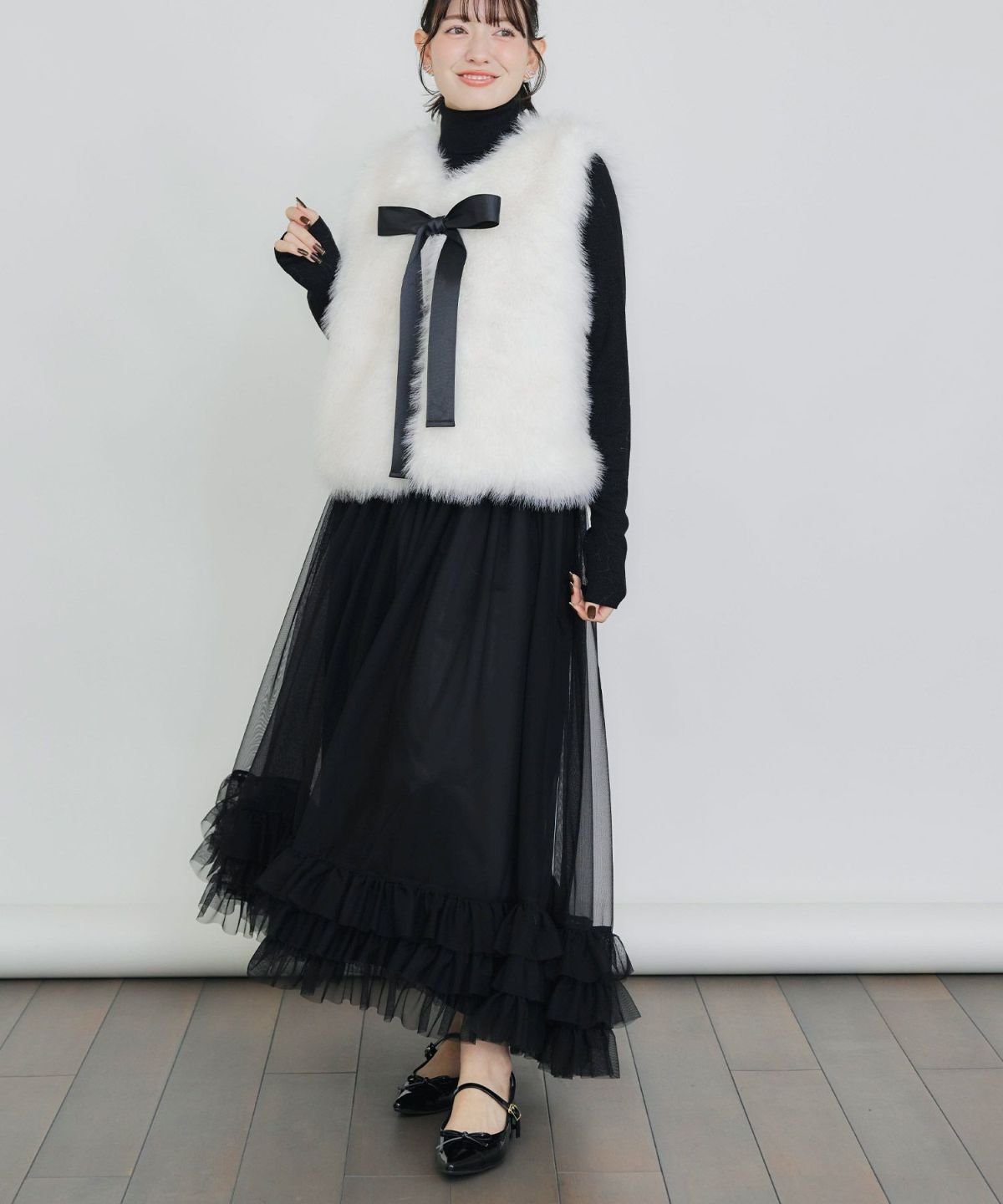 model：H155　着用サイズ：M　オフホワイト