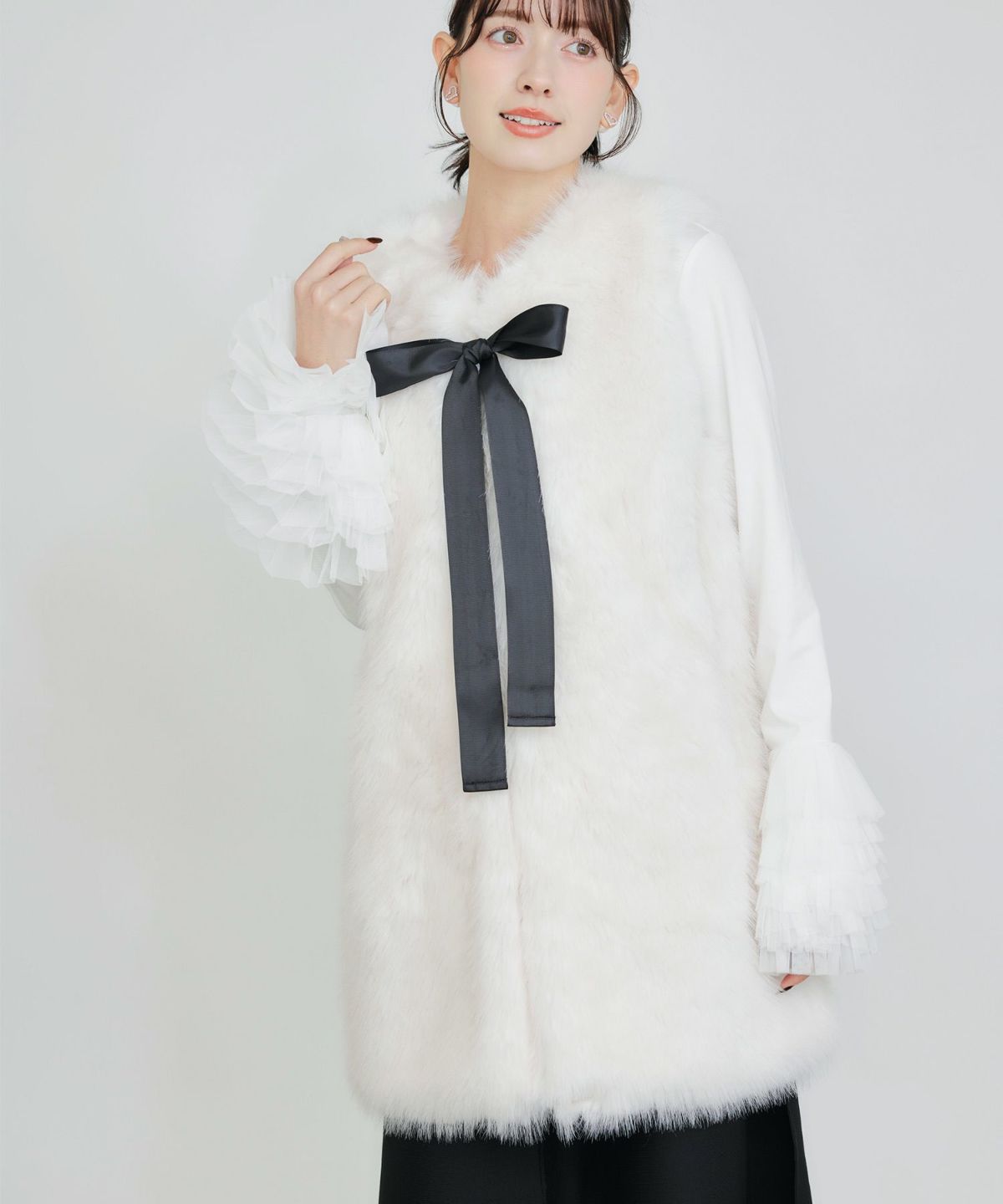 model：H155　着用サイズ：M　オフホワイト