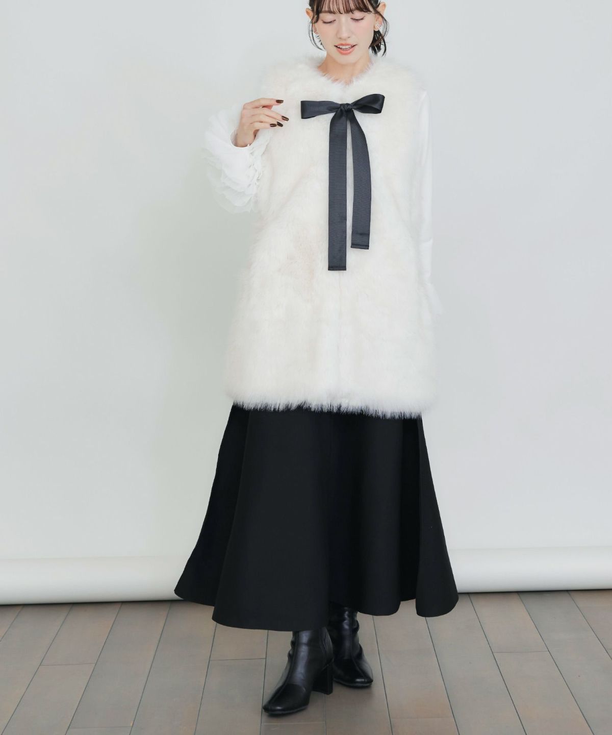 model：H155　着用サイズ：M　オフホワイト