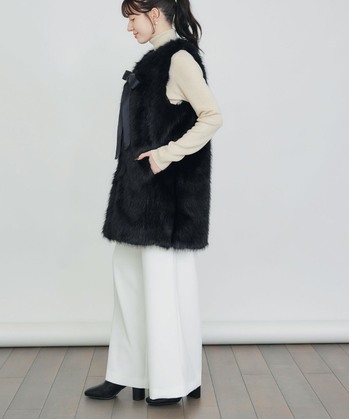 model：H155　着用サイズ：M　ブラック