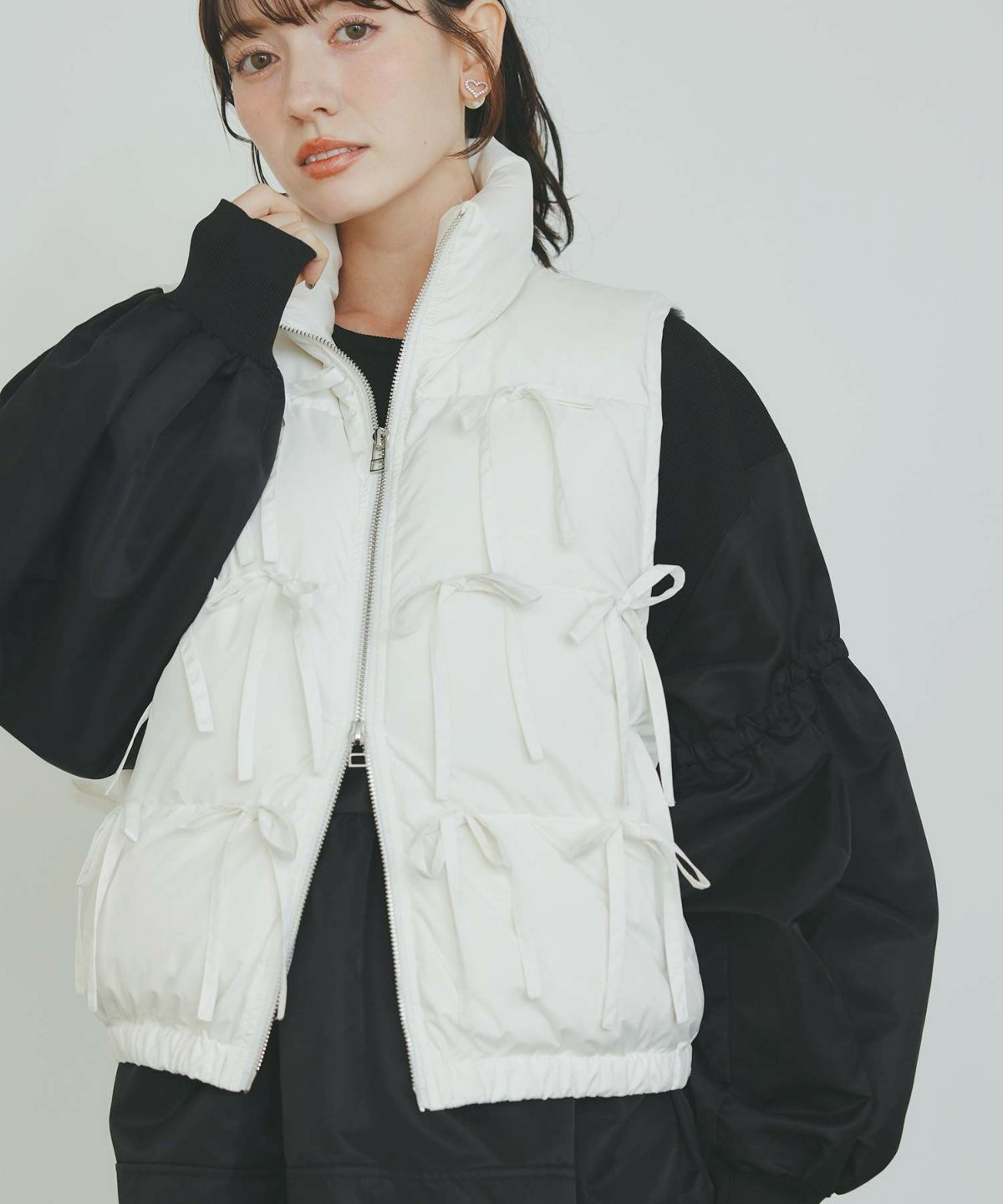 model：H155　着用サイズ：M　オフホワイト