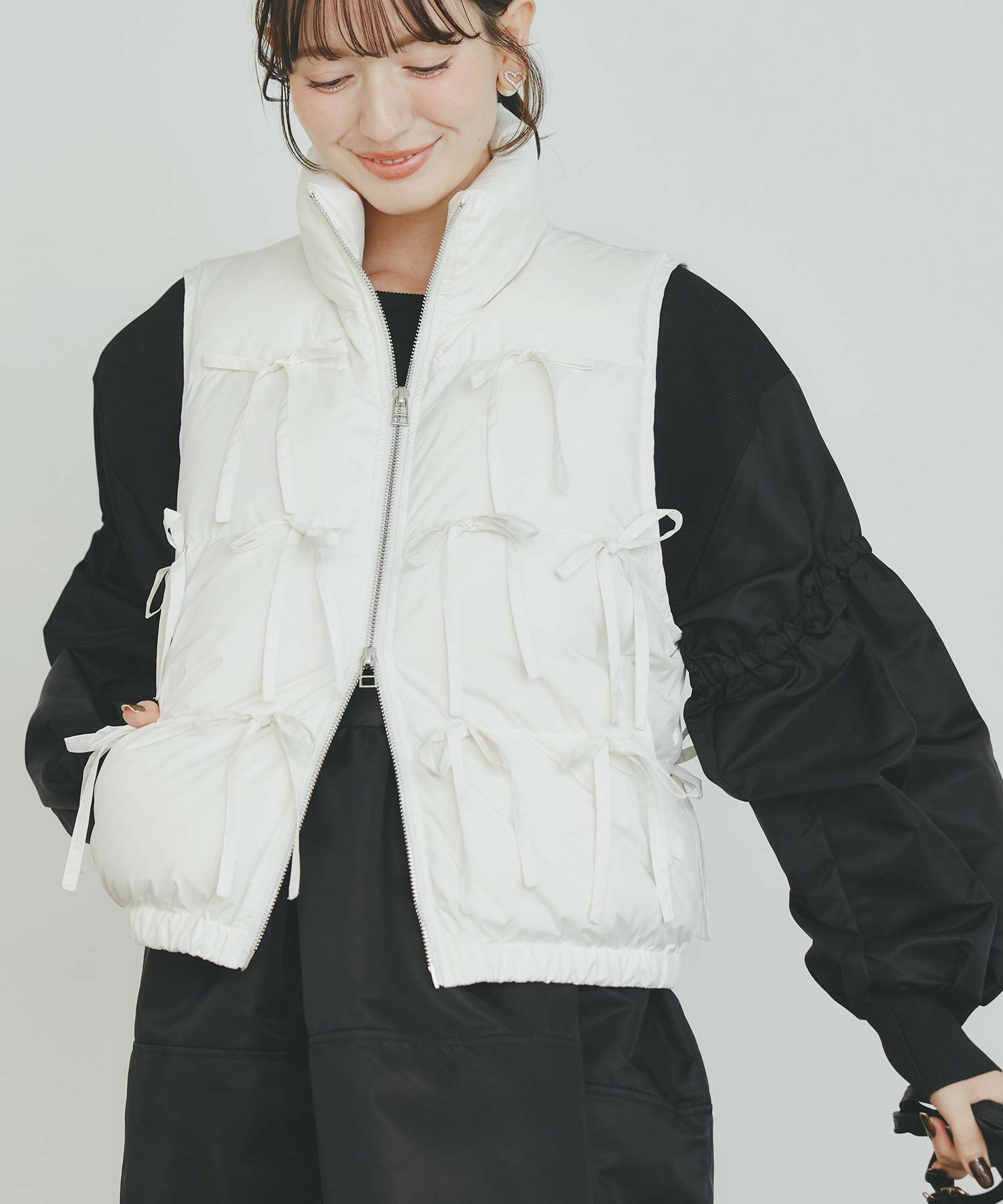 model：H155　着用サイズ：M　オフホワイト