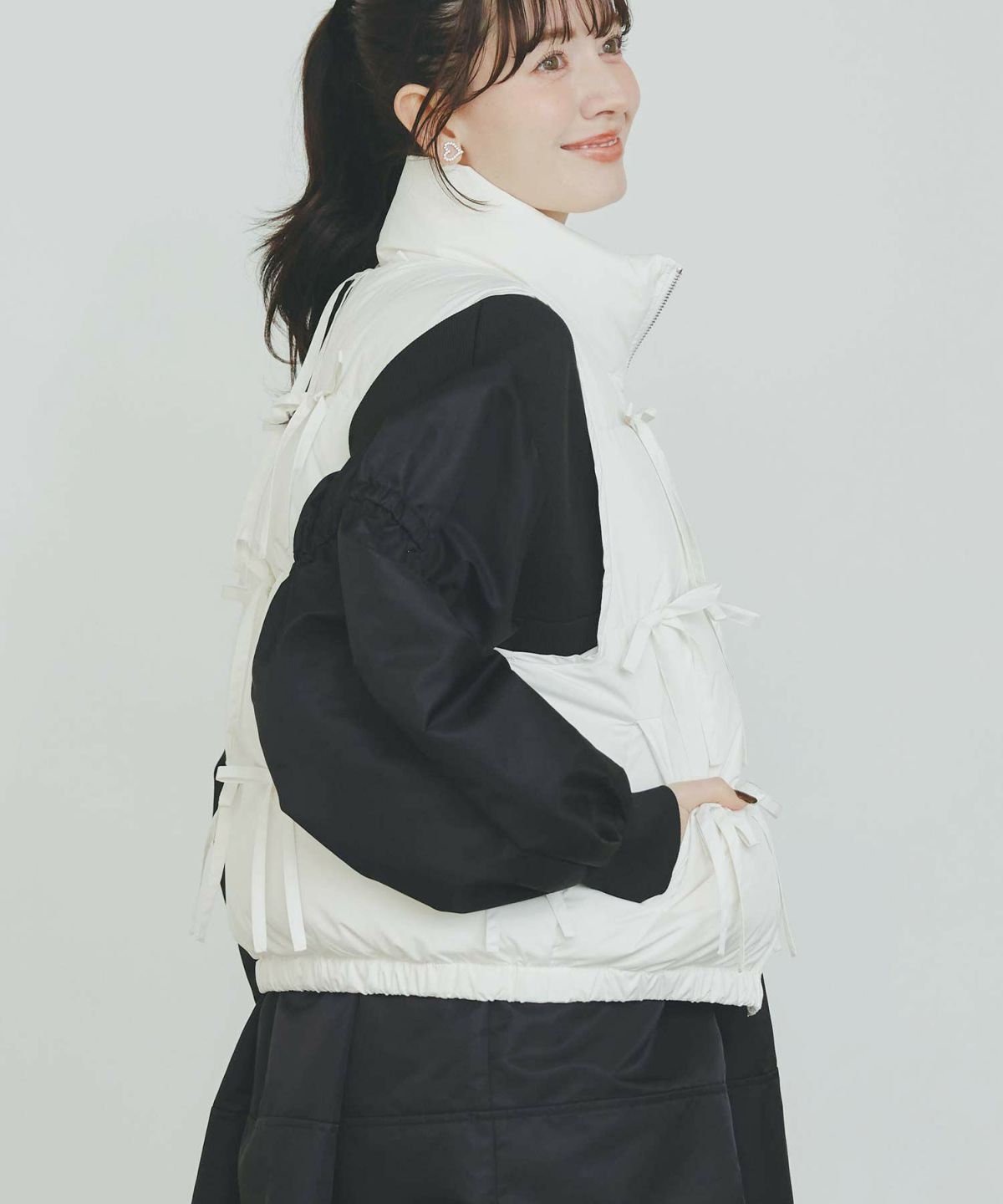 model：H155　着用サイズ：M　オフホワイト