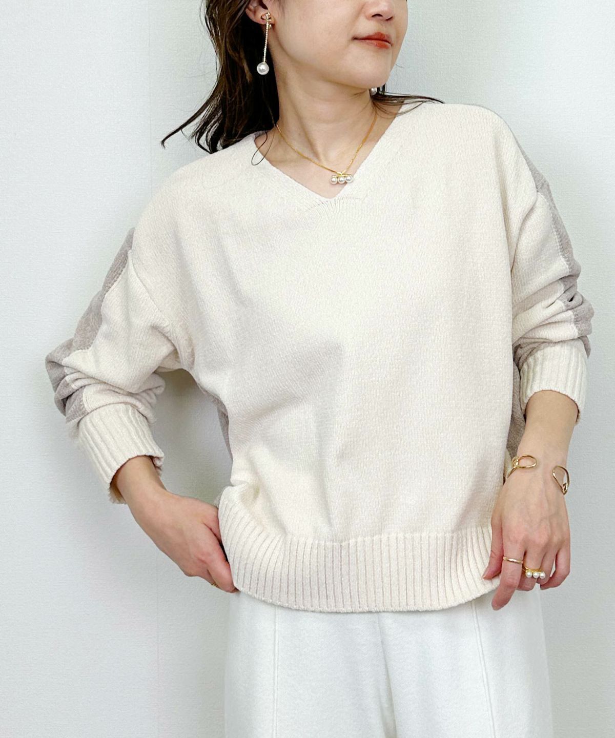 model：H164　着用サイズ：M　アイボリー