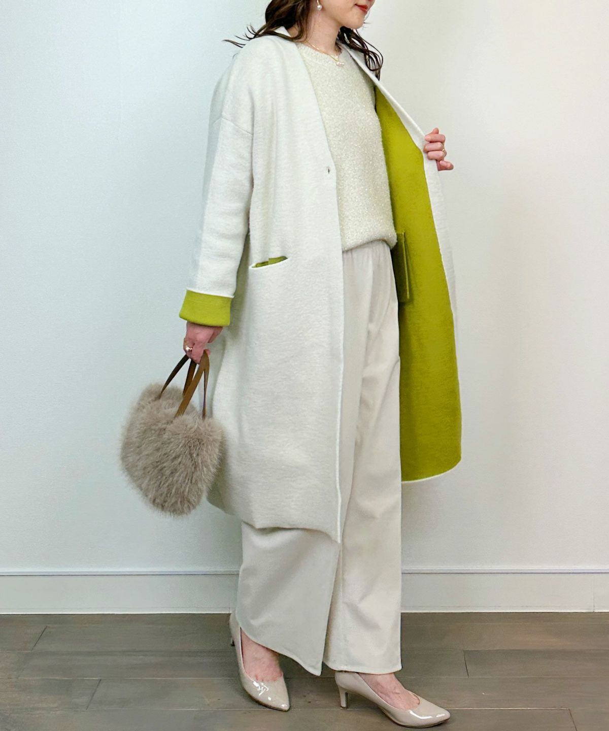 model：H164　着用サイズ：M　アイボリー