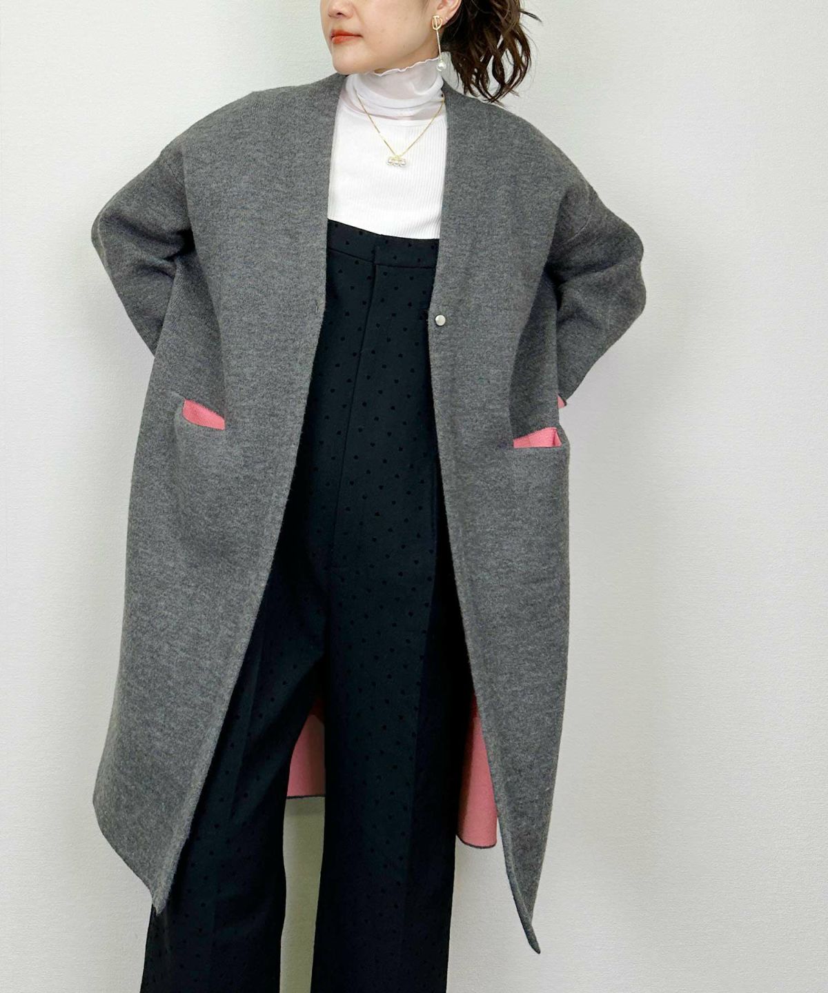 model：H164　着用サイズ：M　チャコールグレー