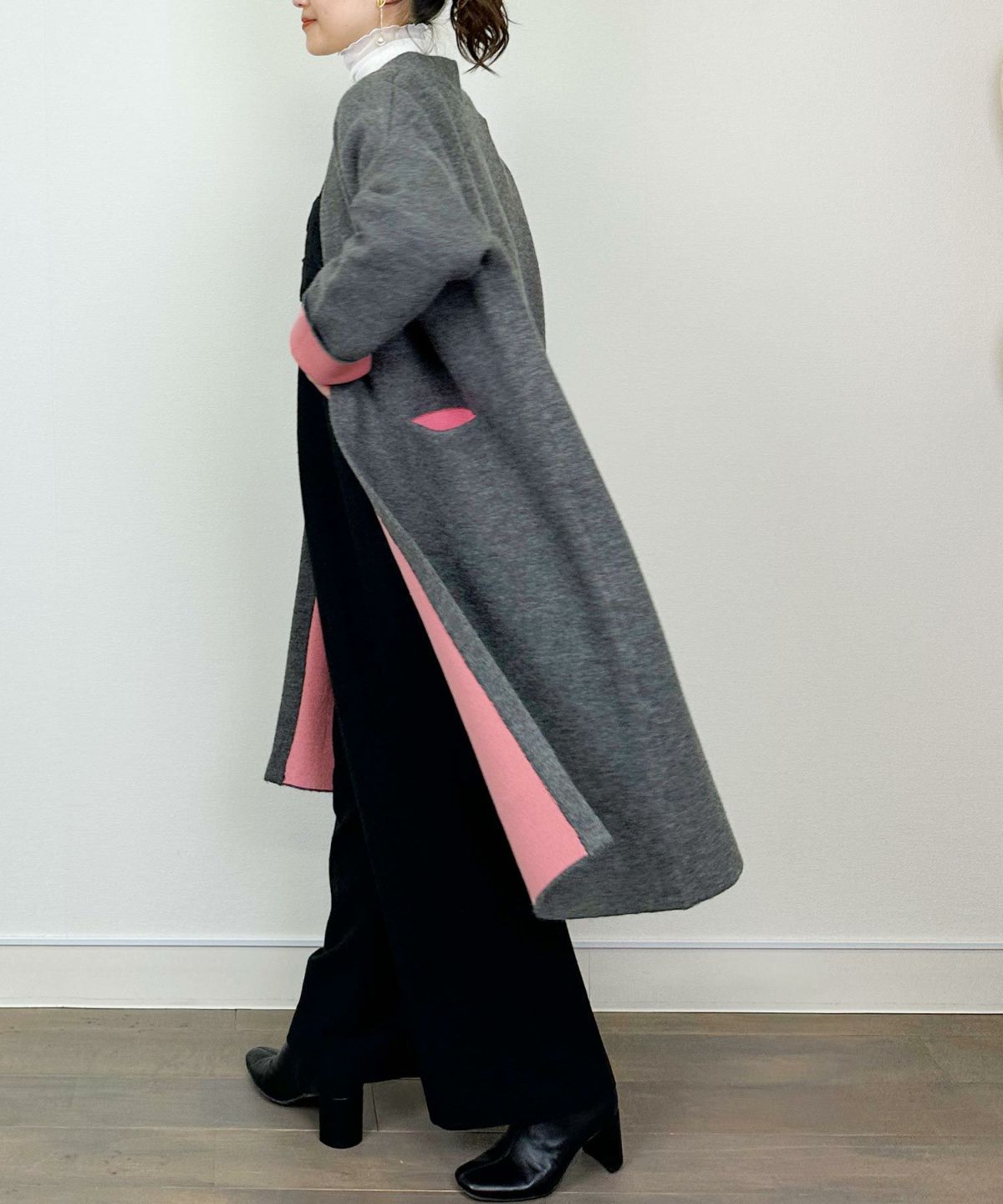 model：H164　着用サイズ：M　チャコールグレー