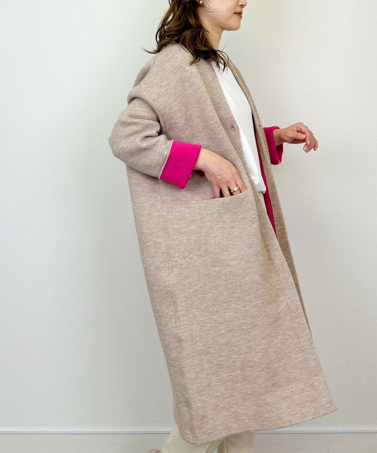 model：H164　着用サイズ：M　ベージュ