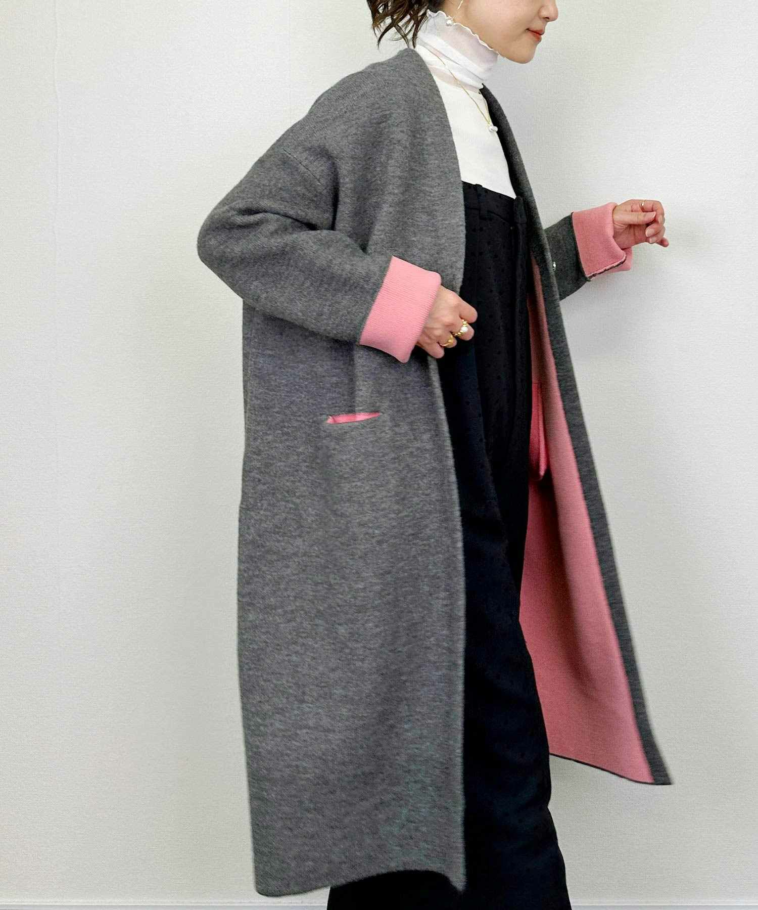 model：H164　着用サイズ：M　ベージュ