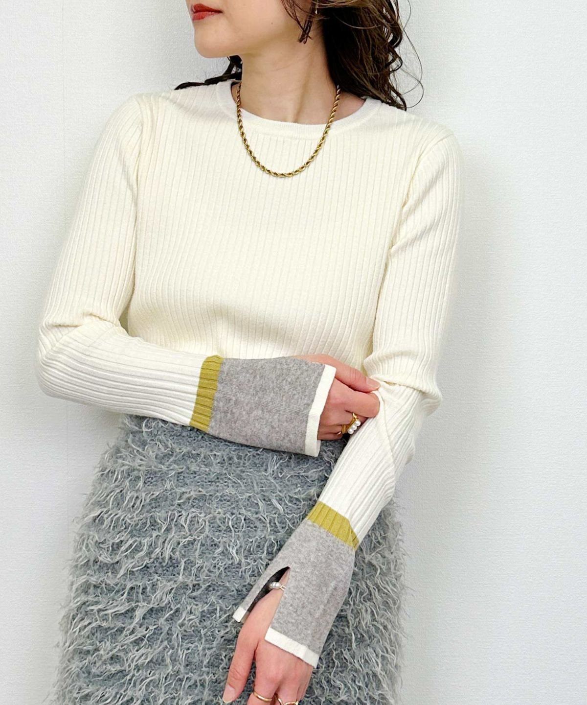 model：H164　着用サイズ：M　アイボリー