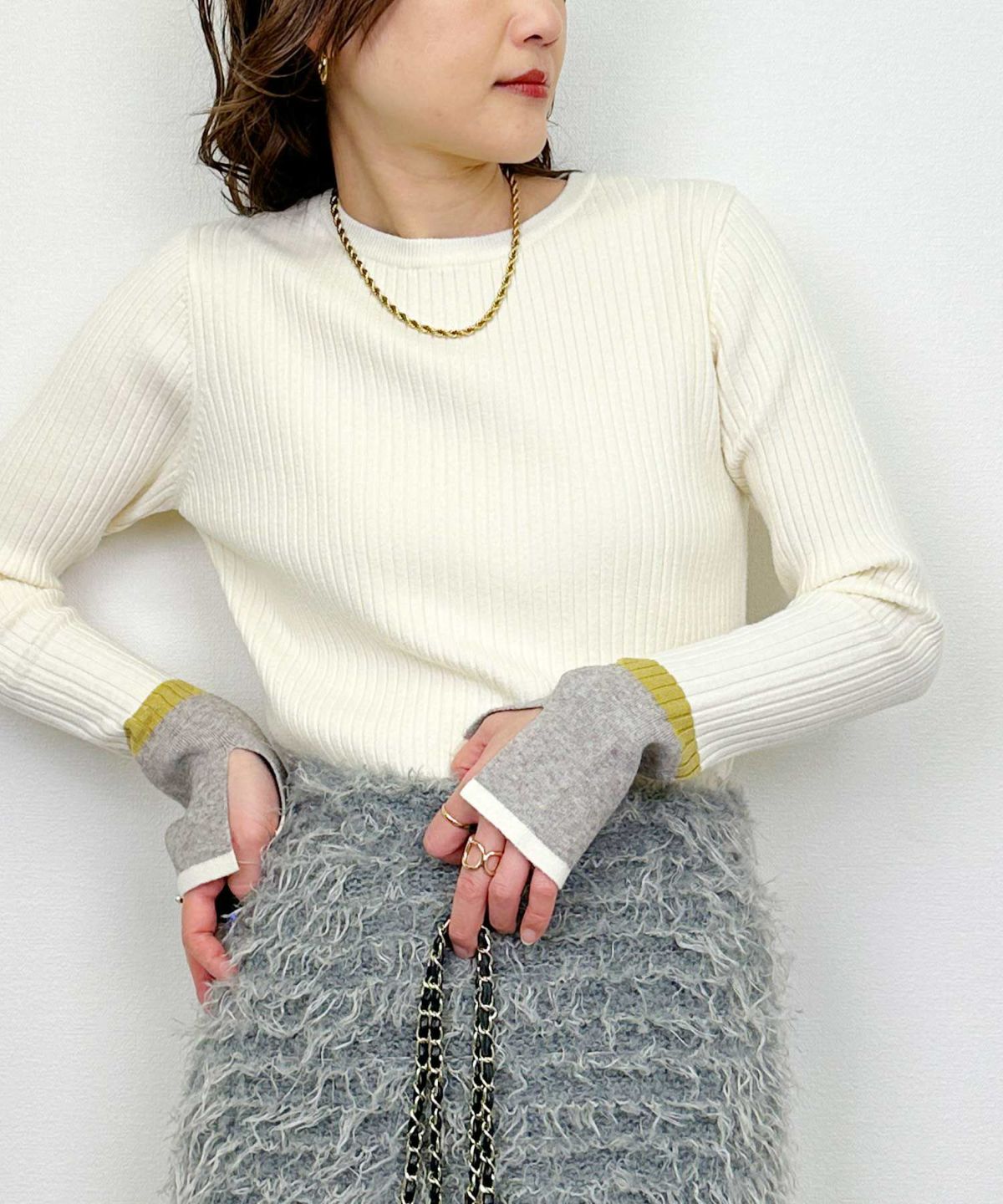 model：H164　着用サイズ：M　アイボリー