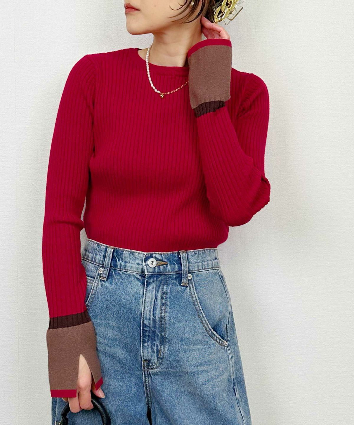 model：H164　着用サイズ：M　レッド