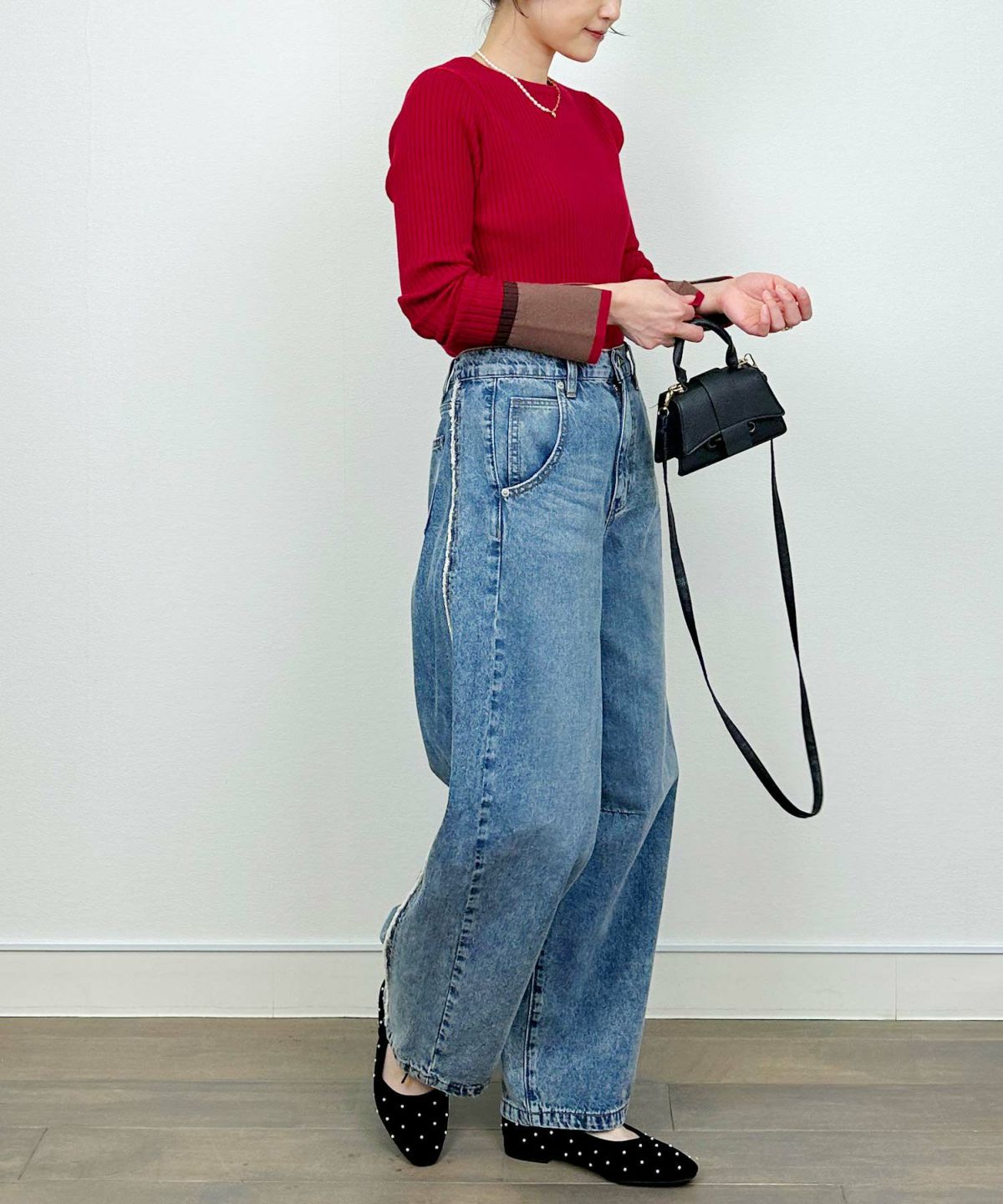 model：H164　着用サイズ：M　レッド