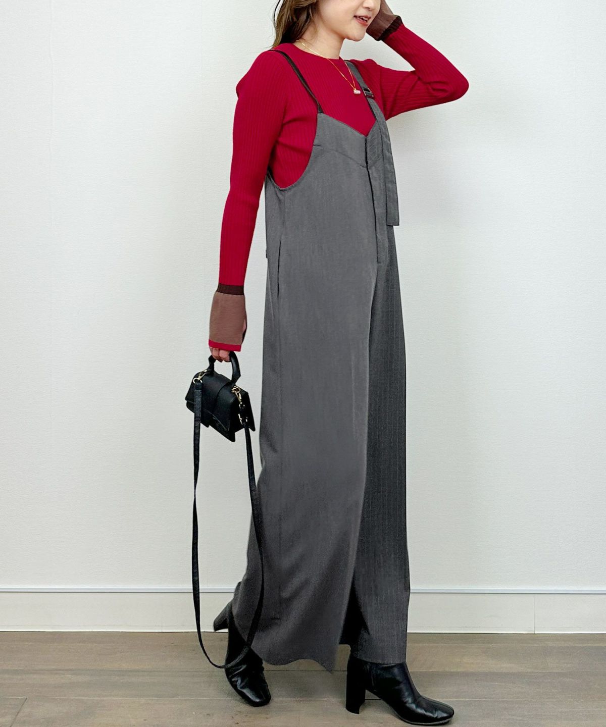 model：H164　着用サイズ：M　チャコールグレー