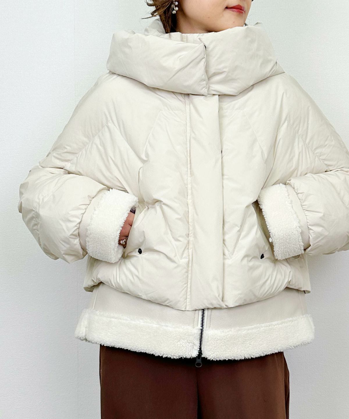 model：H164　着用サイズ：M　オフホワイト