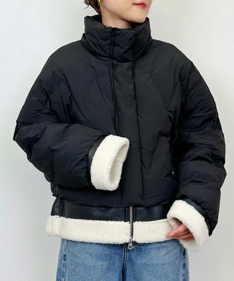 model：H164　着用サイズ：M　ブラック　フードなし/裾ドロスト絞った状態